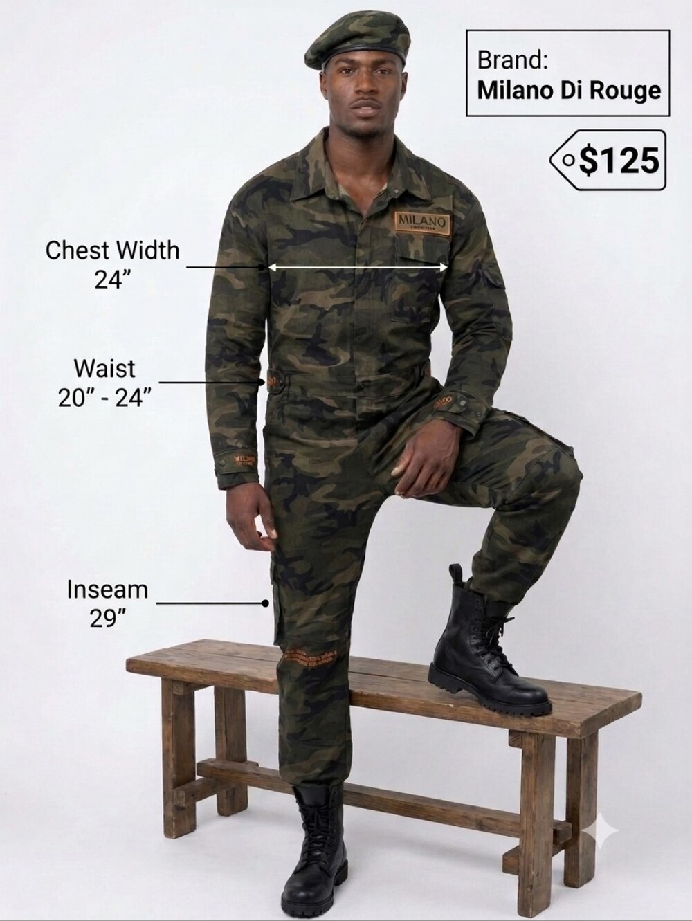 Milano Di Rouge Unisex "Camo Boiler" XL  Jumpsuit